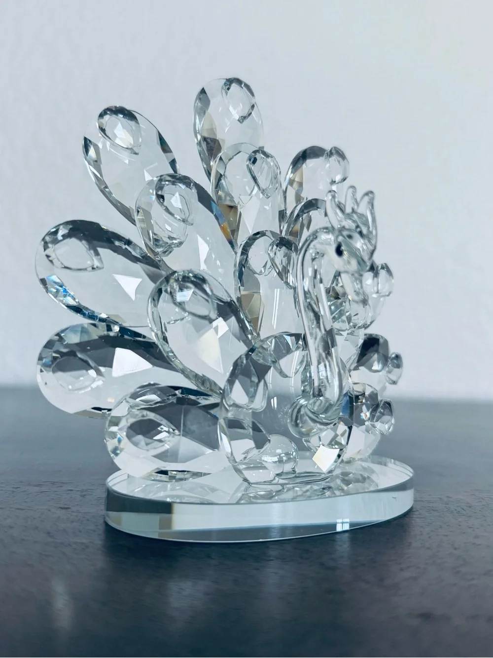 Crystal Glass Peacock Figurine
